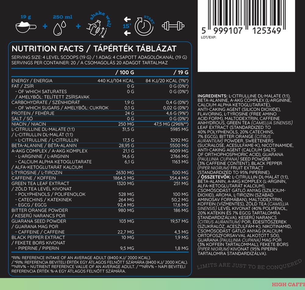 Nutriversum - Limitless PWO (Pre-Workout), Bubblegum - 380g