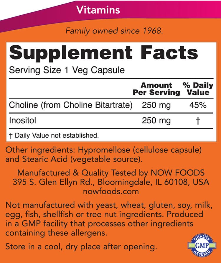 Now Foods - Choline And Inositol - 100 Vcaps