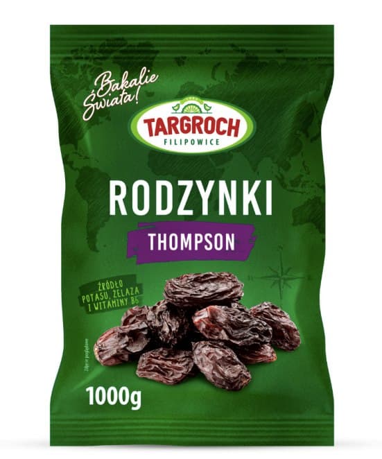 Targroch Rodzynki Thompson Jumbo 1kg – Targroch förpackning