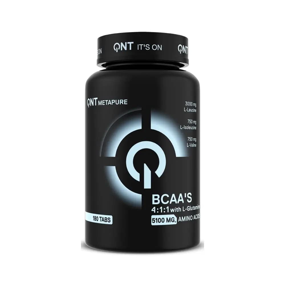 QNT - BCAA 4:1:1 + L-glutamin - Naturell, 180 tabletter – förpackning