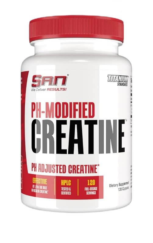 San - PH-Modified Creatine - 120 Caps – San förpackning