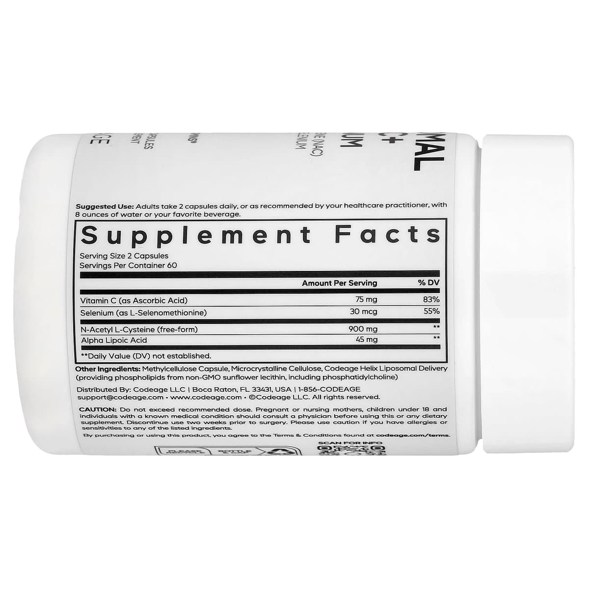 Codeage - Liposomal NAC+ Platinum - 120 Vegetable Capsules