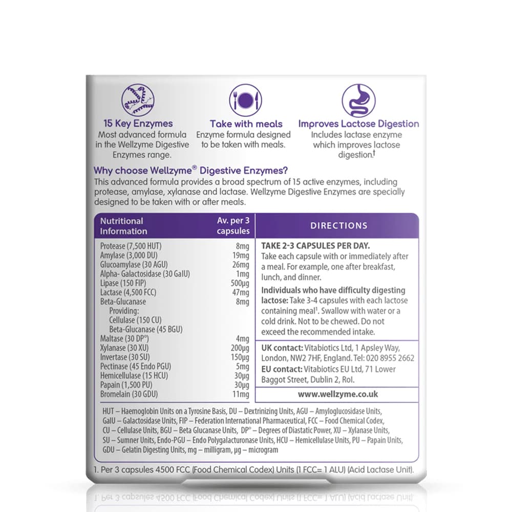 Vitabiotics - Fordøjelsesenzymer Avanceret Formulering - 60 Kapsler