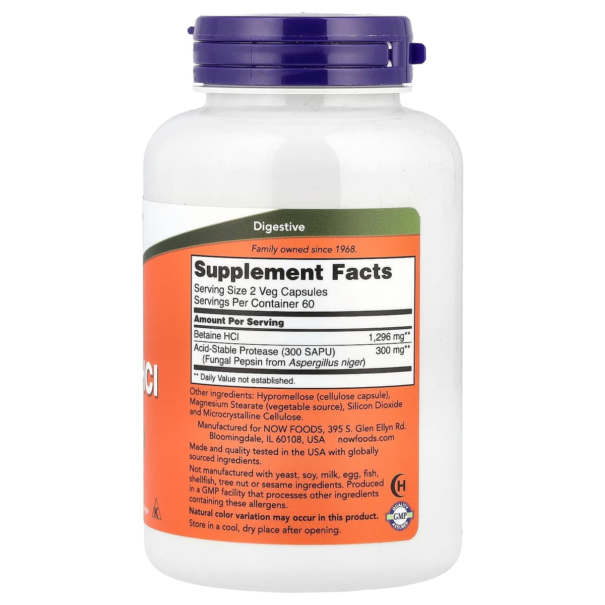 NOW Foods - Betaiini HCl - 120 kasviskapselia