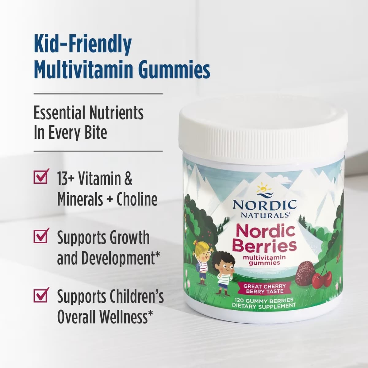 Nordic Naturals - Marjapähkinät Monivitamiini, Kirsikka Marja - 120 Karkkia