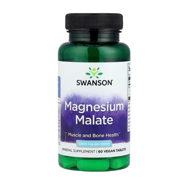 Swanson - Magnesiummalaatti - 150 mg alkuainemagnesiumia, 60 tablettia – Swanson