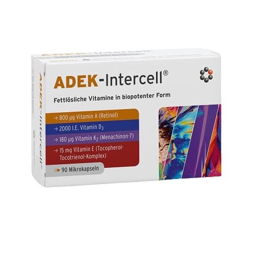 Adek-Intercell - Fat-Soluble Vitamins In Biopotent Form - 90 Microcapsules – Adek-Intercell förpackning