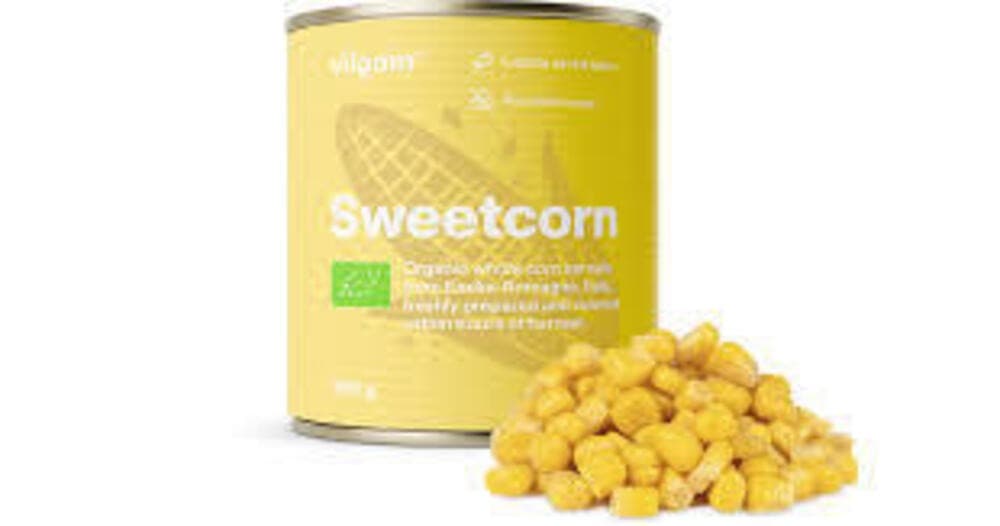 Vilgain - Sweetcorn - 160g – Vilgain förpackning