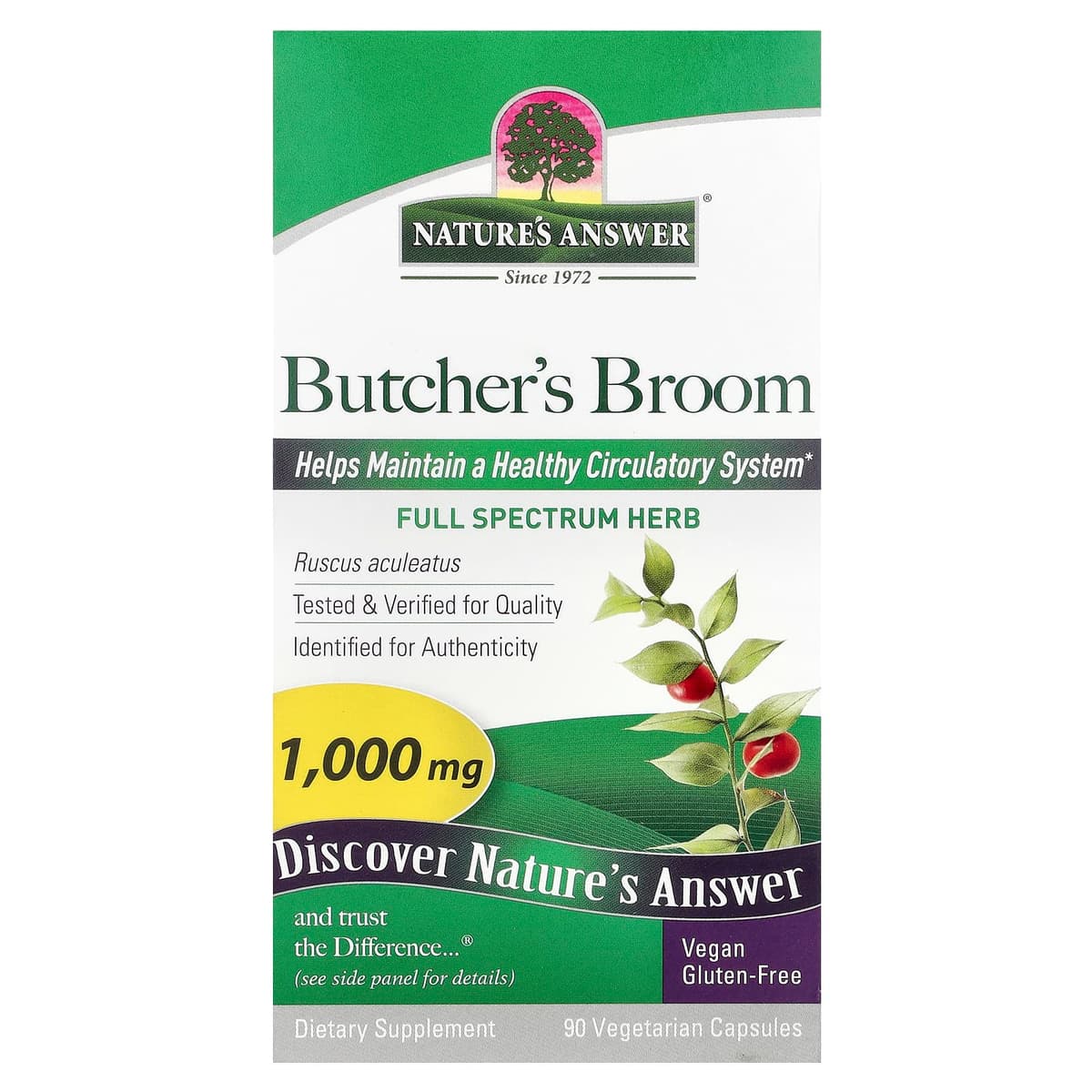 Nature'S Answer - Butchers Broom Root - 90 Vcaps