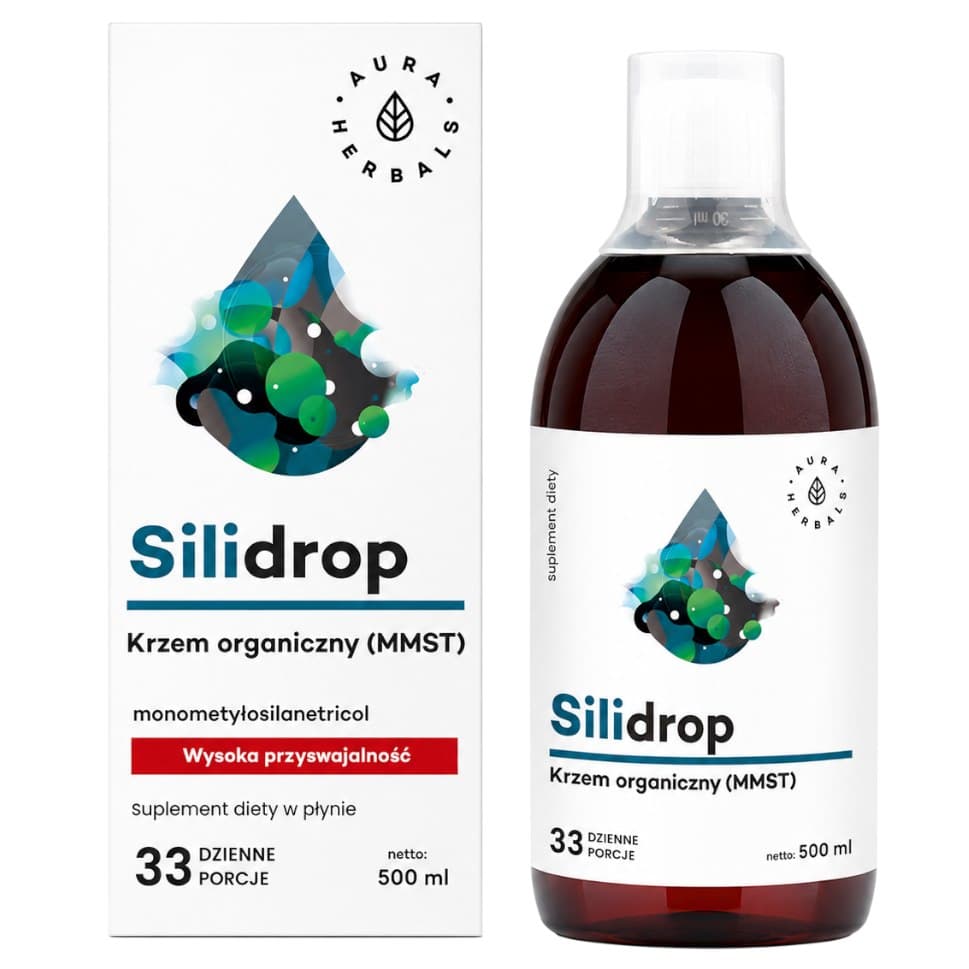 Aura Herbals - Silidrop Organic Silicon - 500ml – Aura Herbals förpackning