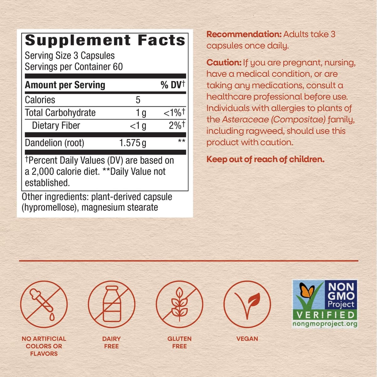 Nature'S Way - Dandelion Root - 100 Vcaps