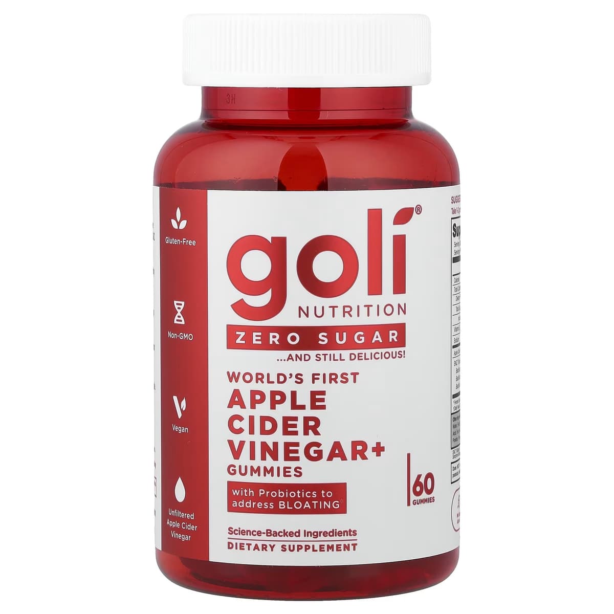 Goli Zero Sugar Apple Cider Vinegar Gummies - 60 Gummies