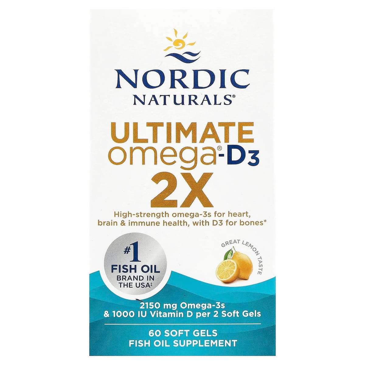Nordic Naturals - Ultimate Omega 2X med Vitamin D3, 2150mg Citron