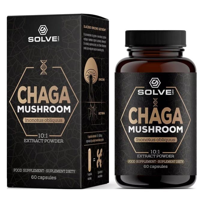 SOLVE! - Chaga Mushroom Extract - 60 capsules – SOLVE! förpackning
