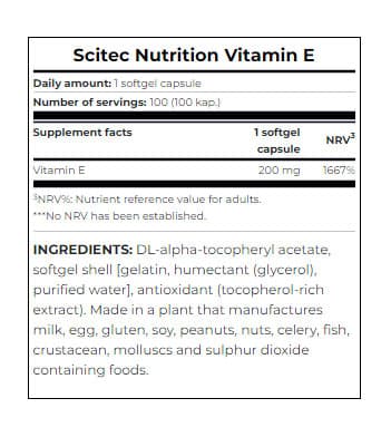 Scitec Nutrition - Vitamin E - 100 Sgels Caps