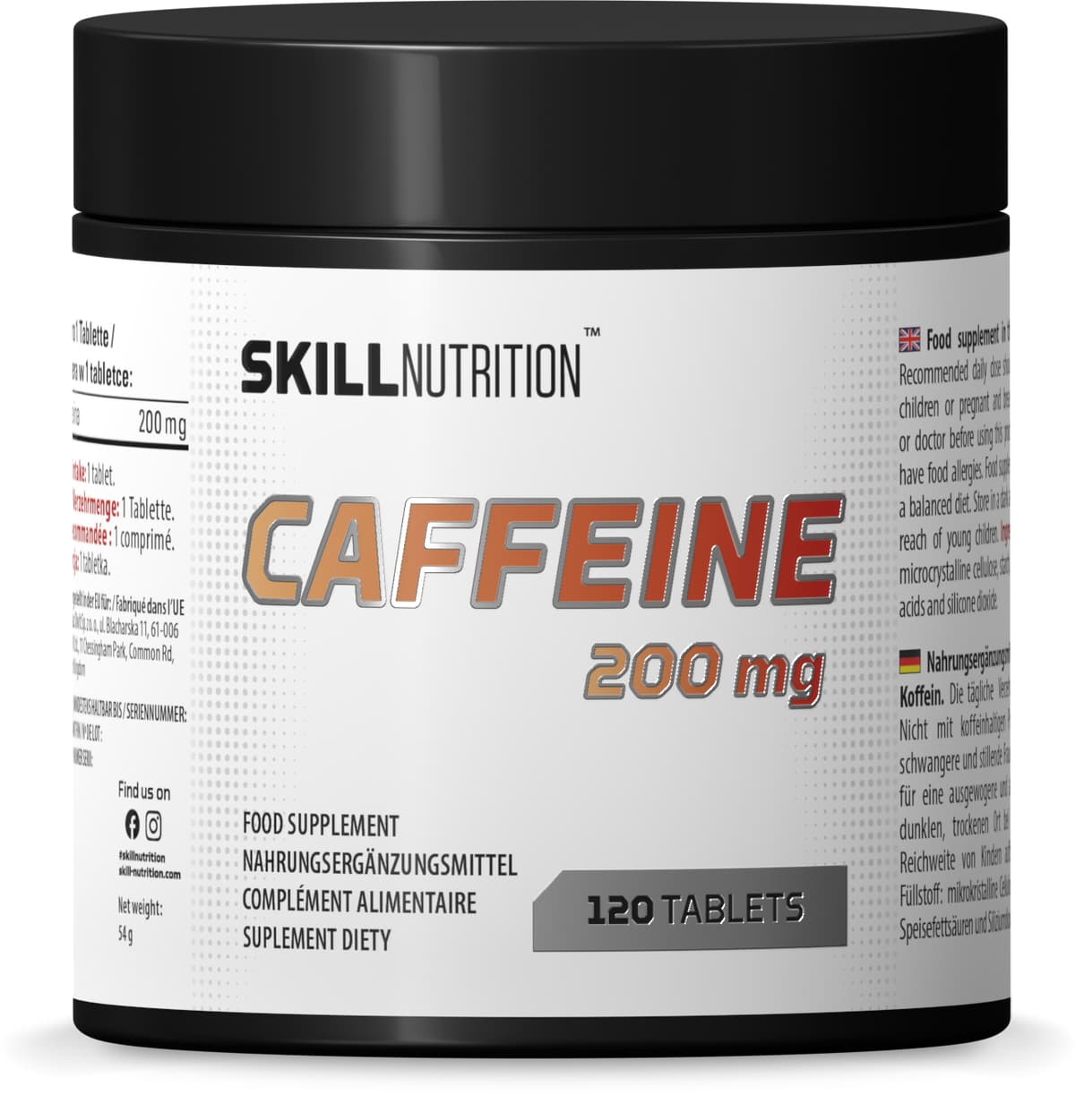 Skill Nutrition - Caffeine 200mg – Skill Nutrition förpackning
