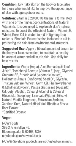 NOW Foods - Vitamin E Cream - 118ml