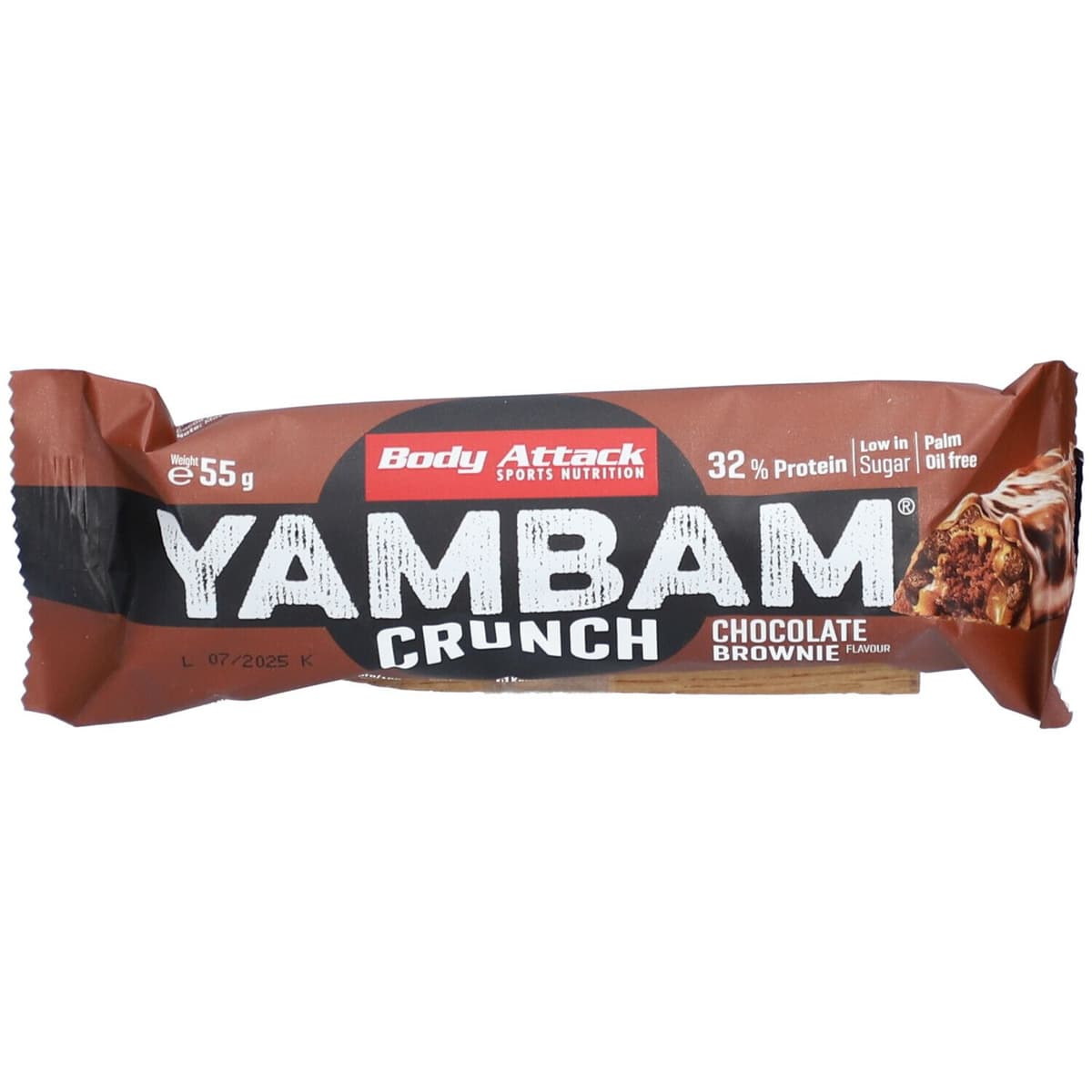 Body Attack - YAMBAM proteinbar - Krispig, 55 g – Body Attack förpackning