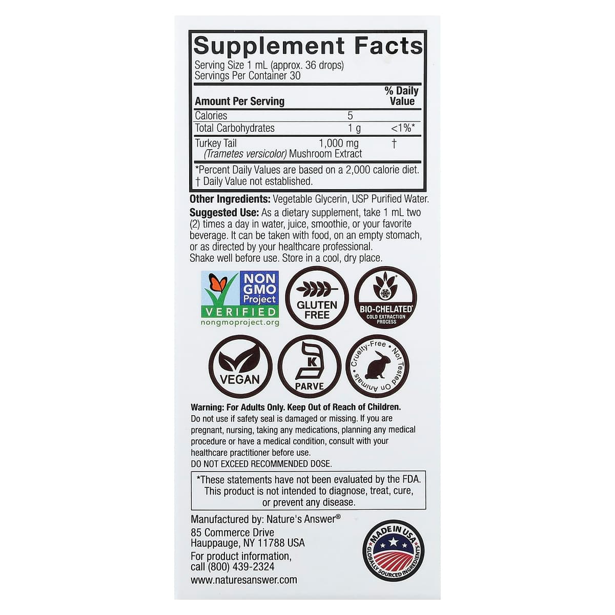 Nature'S Answer - Turkey Tail Svamp-Extrakt - 1 Fl oz