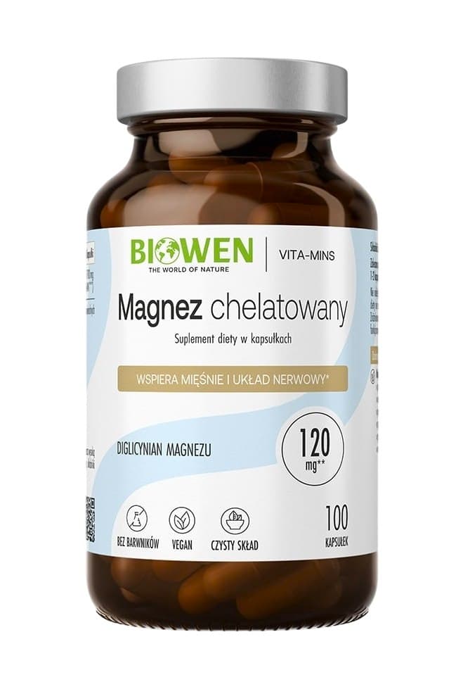 Biowen - Organic Chelated Magnesium Diglycinate - 100 Caps – Biowen förpackning