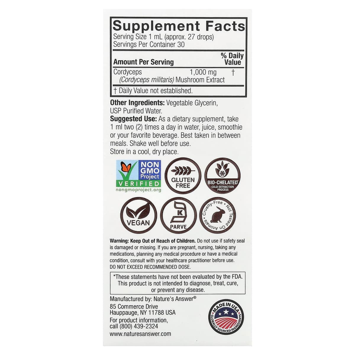 Nature'S Answer - Cordyceps-sienetinktuote - 1 fl oz
