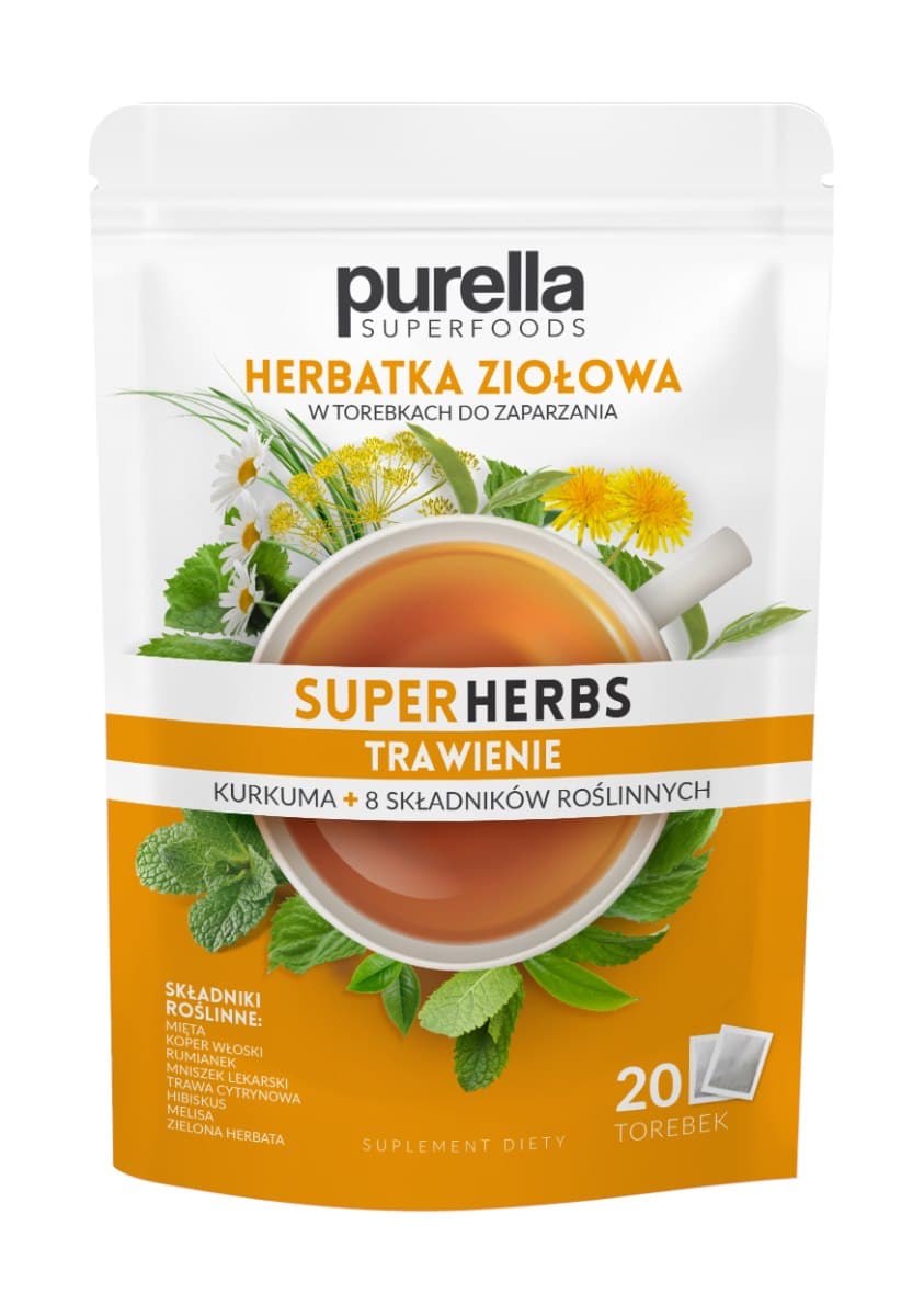 Purella - Super Herbs Digestion Herbal Tea – Purella förpackning
