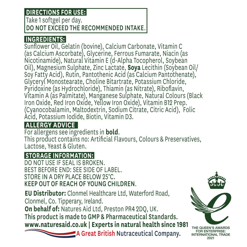 Natures Aid - Multivitaminer & Mineraler - 90 Sgels