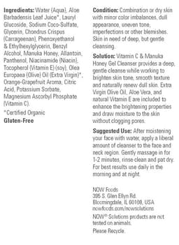 Now Foods - Vitamin C & Manuka Honey Gel Cleanser - 236ml