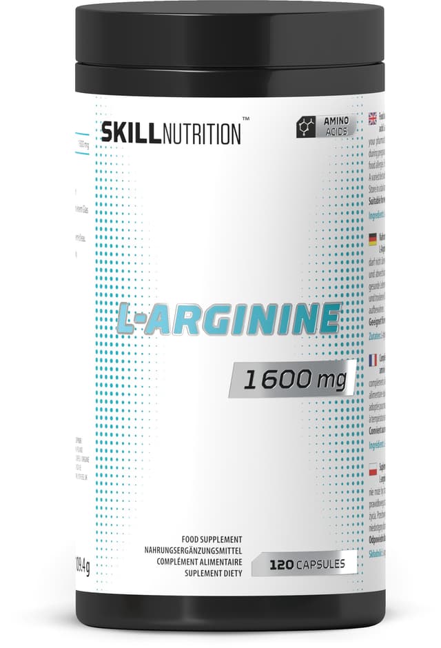 Skill Nutrition - L-arginin - 1600 mg, 120 vegetabiliska kapslar – Skill Nutrition