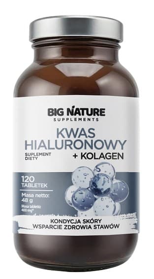 Big Nature - Hyaluronic Acid + Collagen - 120 Tabs – Big Nature förpackning
