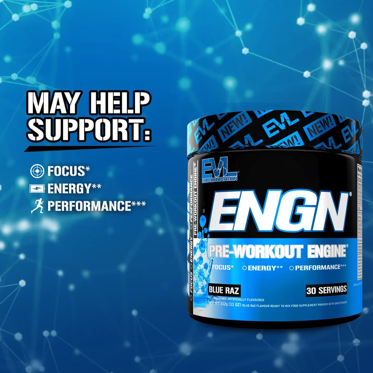 EVLution Nutrition - ENGN - Blue Raz - 9 oz