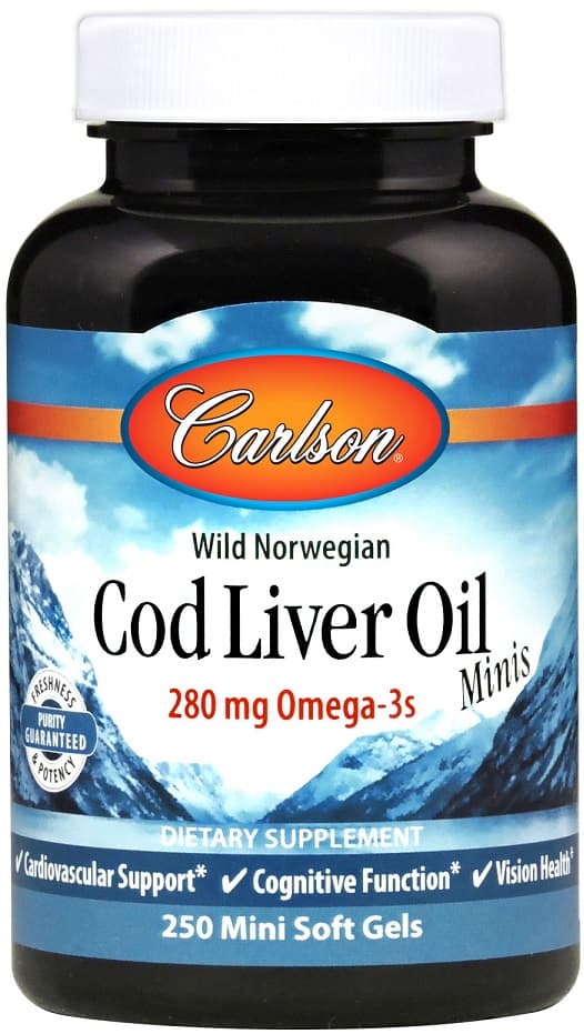 Carlson Labs - Cod Liver Oil Minis - 250 Sgels – Carlson Labs förpackning