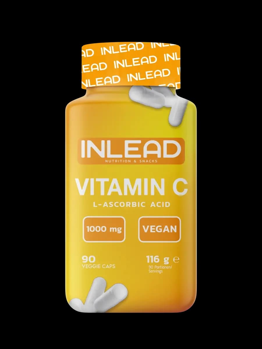 Inlead - Vitamin C - Naturell, 116 g, 90 vegetabiliska kapslar – förpackning