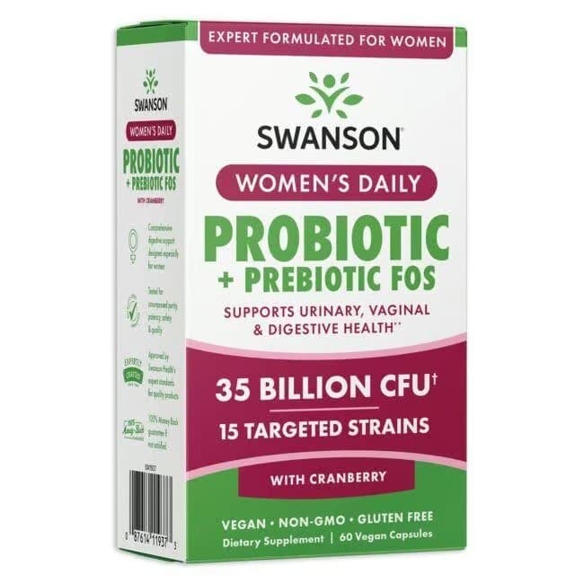 Swanson - Women's Daily Probiotic + Prebiotic FOS – Swanson förpackning