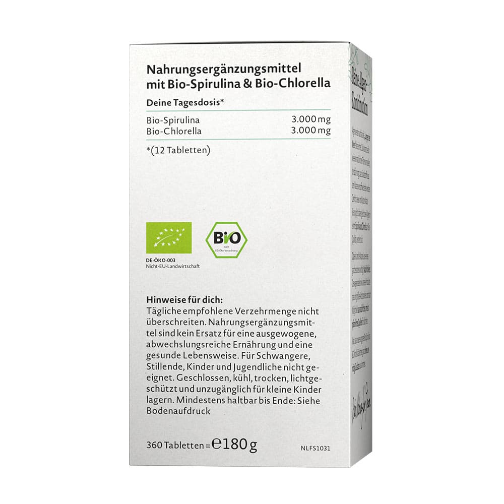 Nature Love - Organic Spirulina & Chlorella - 360 Tabs