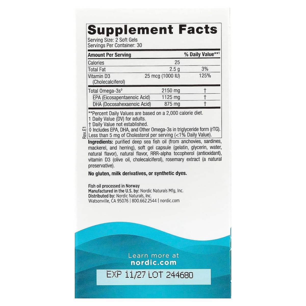 Nordic Naturals - Ultimate Omega 2X med Vitamin D3, 2150mg Citron