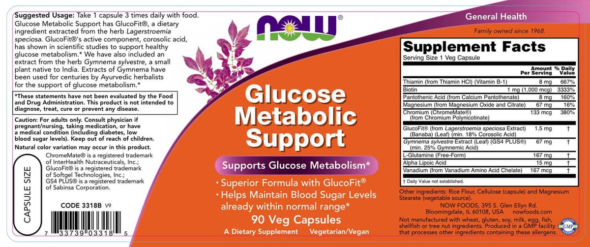 NOW Foods - Glucose Metabolic Support - 90 Vcaps