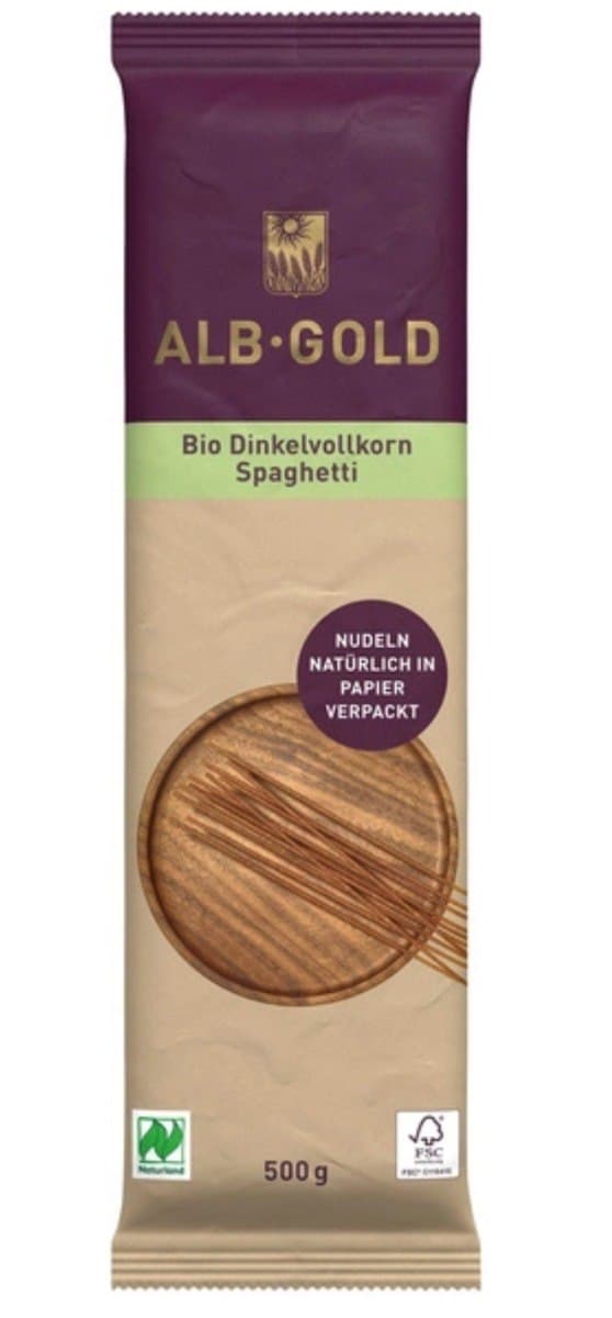 Alb-Gold - Organic Spelt Whole Grain Spaghetti - 500g – Alb-Gold förpackning