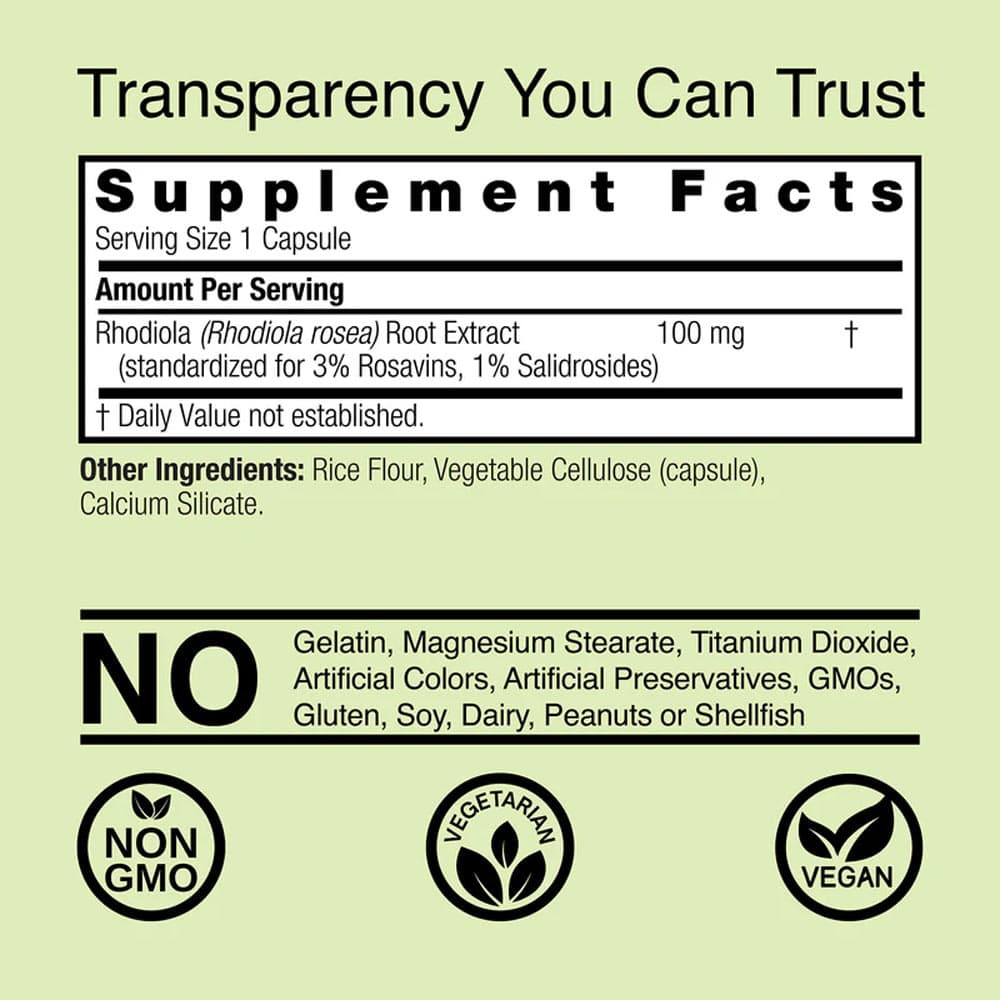 Nature's Answer - Rhodiola Root, 100mg - 60 Vcaps