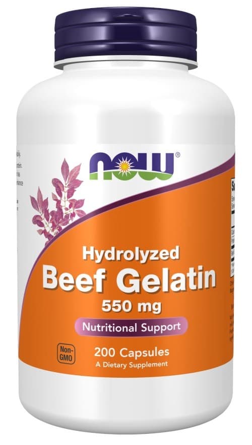 NOW Foods - Hydrolyzed Beef Gelatin - 200 Caps – NOW Foods förpackning