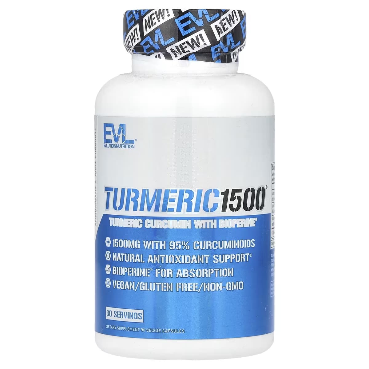 EVLution Nutrition - Turmeric Curcumin - Unflavored - 90 veggie capsules
