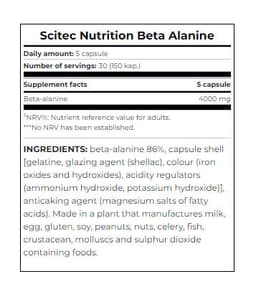 Scitec Nutrition - Beta Alanine - 150 Caps