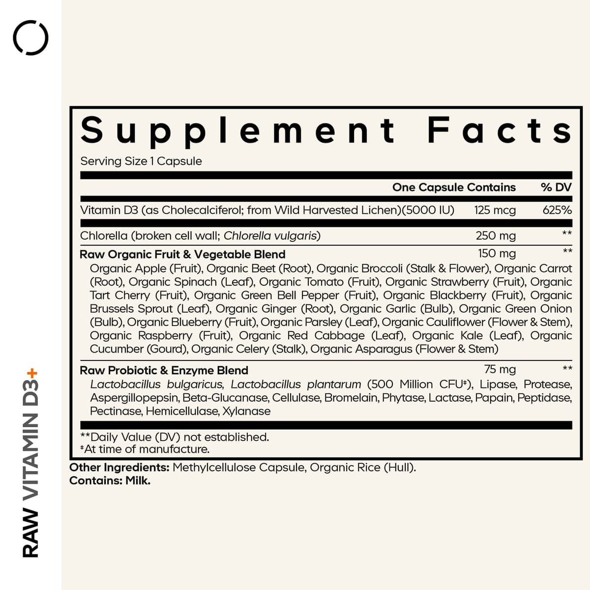 Codeage Raw Vitamin D3+ - 60 Vcaps - 60 Vegetable Caps