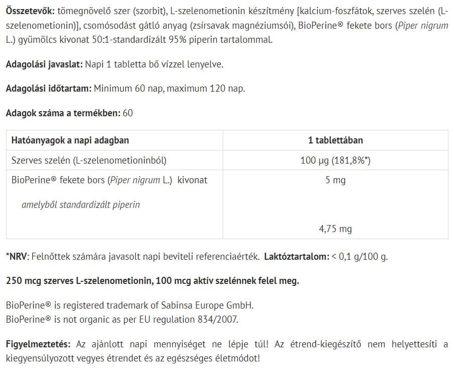 Natur Tanya - Selenium Extra - 60 Tabs