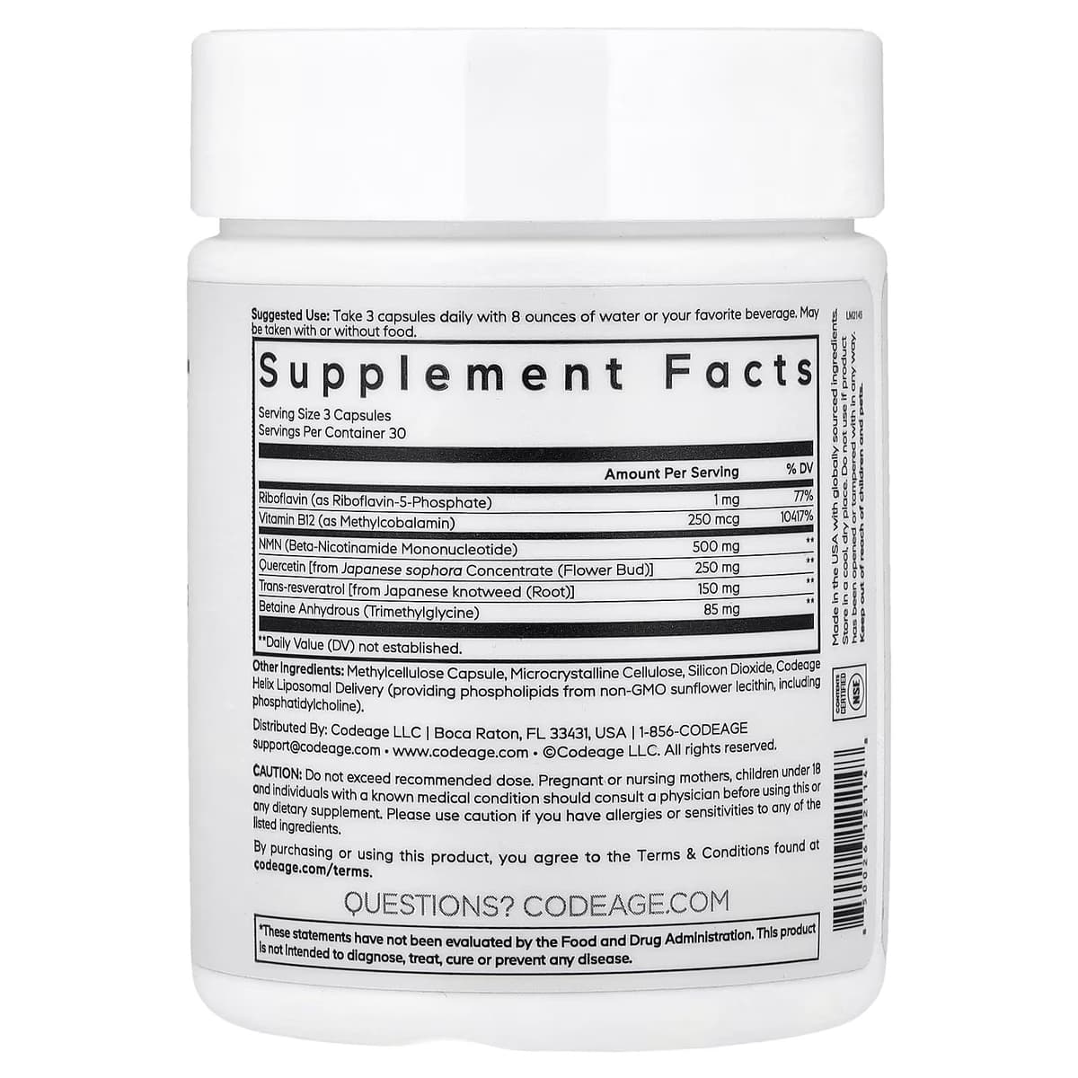Codeage - Liposomal NMN Platinum - 90 Vegetable Capsules