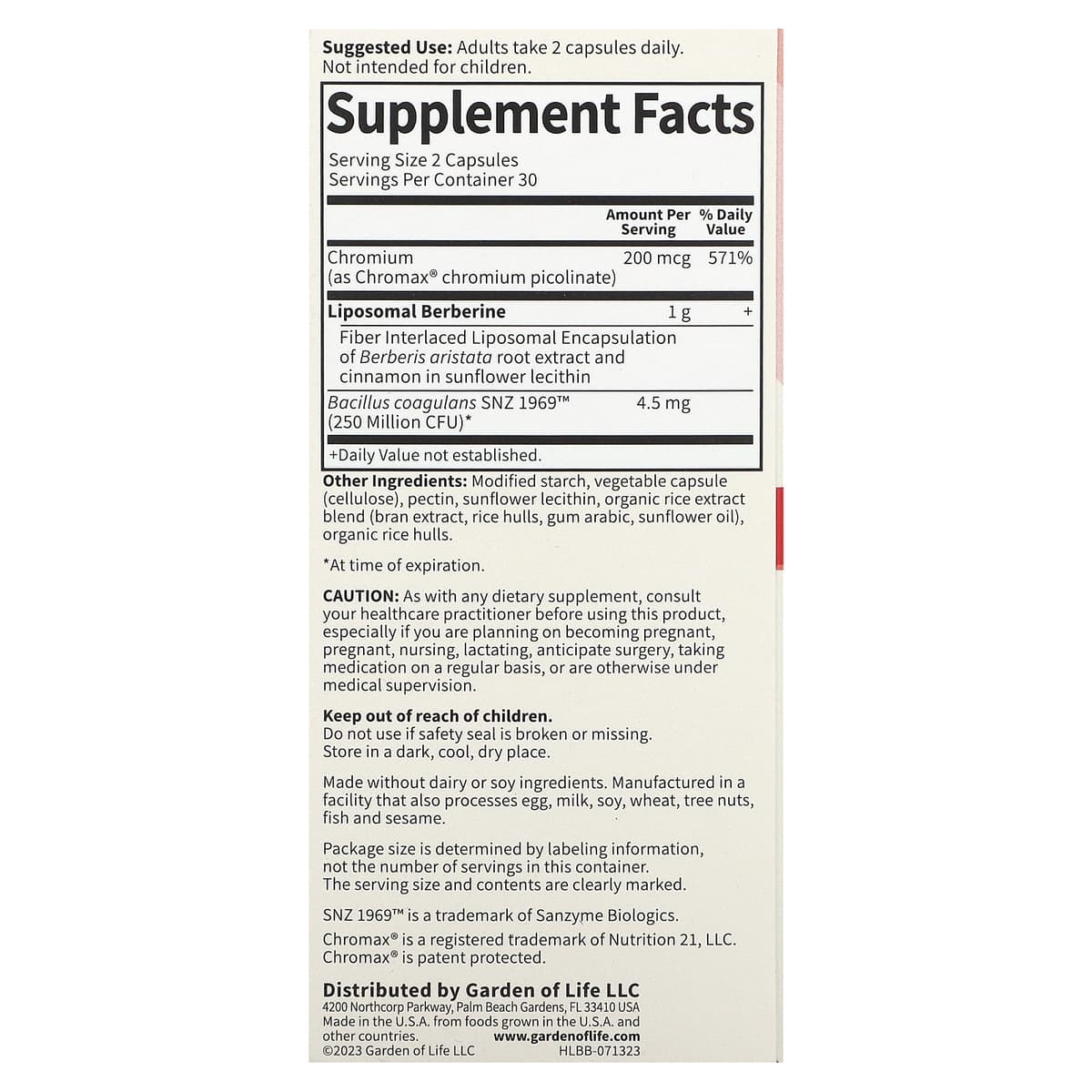 Garden Of Life - Liposomal Berberine - 60 Vcaps