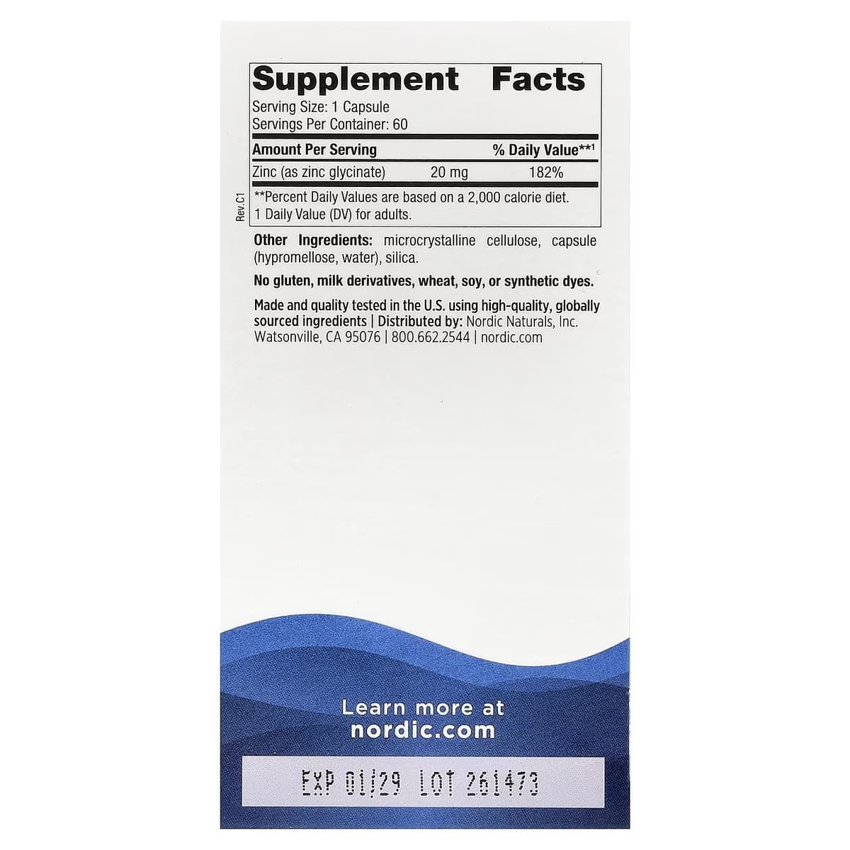 Nordic Naturals - Zinkglycinat - 60 kapsler