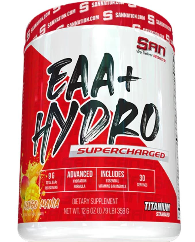 San - EAA Hydro Supercharged, Mango - 358g – Go On förpackning