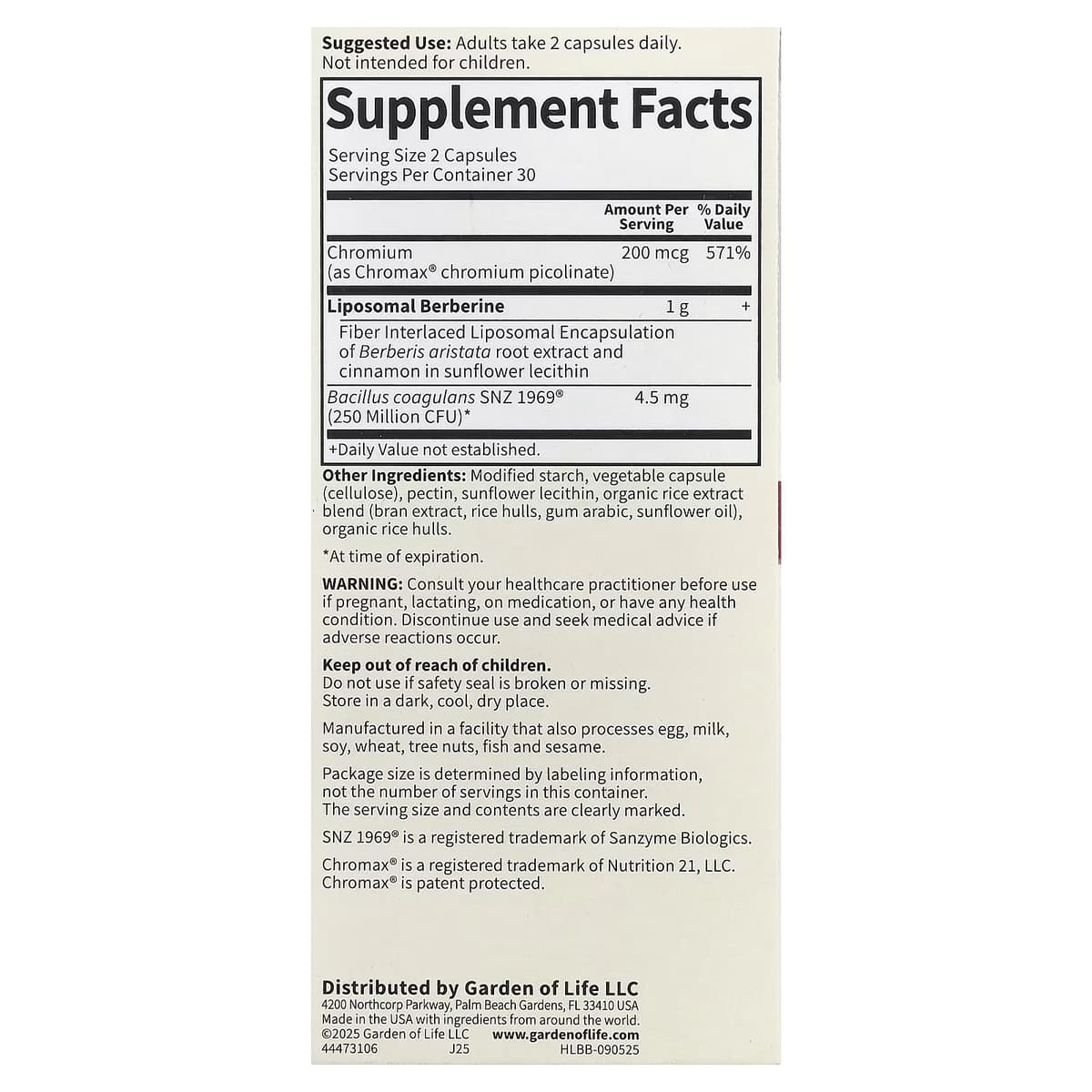 Garden Of Life - Liposomal Berberine - 60 Vcaps