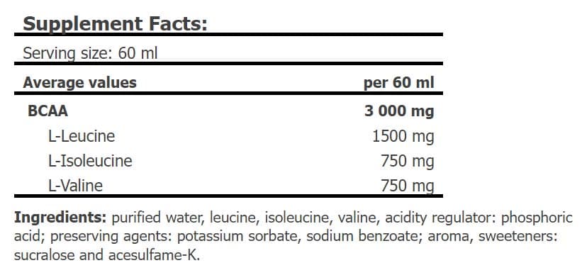 Amix - BCAA 3000 Shot - 20 x 60ml (20 Bottles)